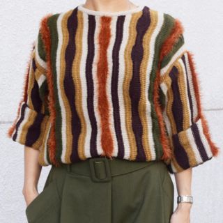 アメリヴィンテージ(Ameri VINTAGE)の【AMERI】MULTI COLOR STRIPE KNIT TOP(ニット/セーター)