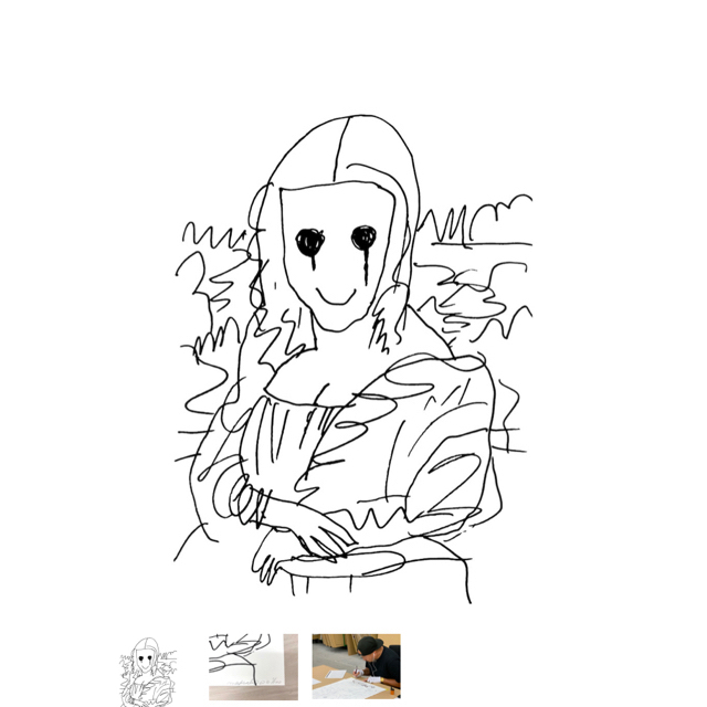 大流行中! Coffee Break Drawing of Mona Lisa_P 本日発送 版画
