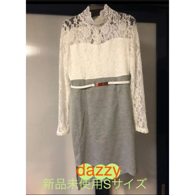 dazzy store(デイジーストア)のdazzy 袖レースタイトミニドレス　アシンメトリースカート　Sサイズ未使用 レディースのフォーマル/ドレス(ミニドレス)の商品写真