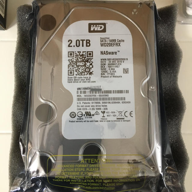 未開封HDD WD20EFRX NASware