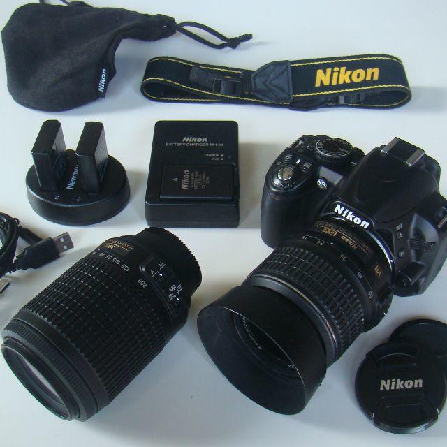  海外ブランド  Nikon - ニコンD3100一眼レフデジカメ、広角望遠レンズ２個、バッテリー３個ほかセット デジタル一眼