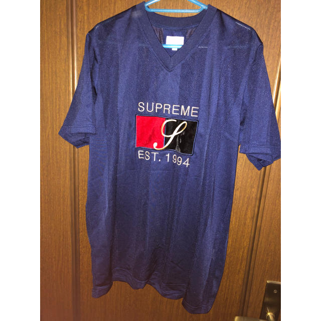 supreme velvet logo メッシュ Tシャツ ネイビーM