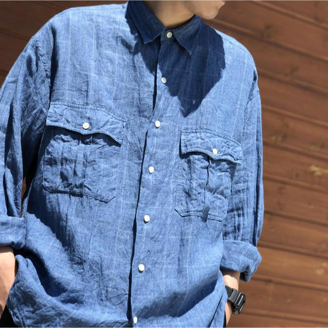 PORTER CLASSIC ROLL UP LINEN CHECK SHIRTのサムネイル