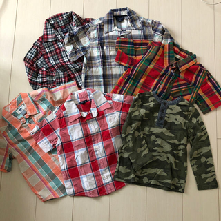 ギャップキッズ(GAP Kids)のシャツ5点＋ロンT 計6点　100〜110cm まとめ売り(Tシャツ/カットソー)
