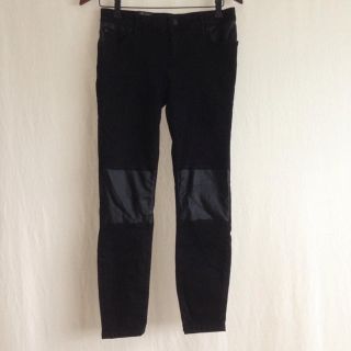 ザラ(ZARA)のZARA 切替 デニム黒スキニー 38(スキニーパンツ)