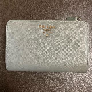 プラダ(PRADA)のPRADA サフィアーノ　グレー×シルバー(財布)