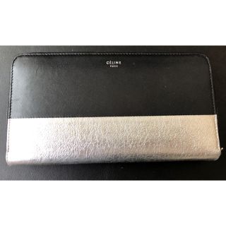 セリーヌ(celine)の【CELINE】バイカラー黒×シルバーラウンドファスナー長財布(財布)