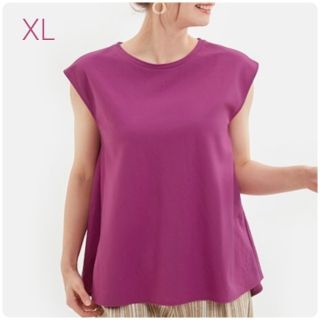 ジーユー(GU)の新品・未使用タグ付き！ＧＵ【XL】AラインＴ(半袖)(セットアップ可)/パープル(Tシャツ(半袖/袖なし))