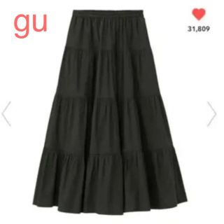 ジーユー(GU)のGU ティアード　ロングスカート　黒　ブラック(ロングスカート)