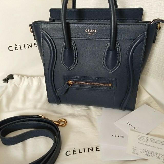 素材レザースエードCELINE セリーヌ ラゲージ ナノ　美品