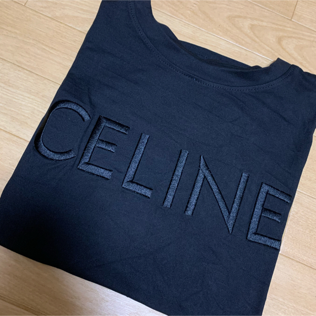 CELINE セリーヌ (XL) 刺繍ビックロゴ Tシャツ ネイビー 半袖