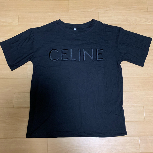 CELINE セリーヌ (XL) 刺繍ビックロゴ Tシャツ ネイビー 半袖