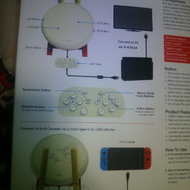 Nintendo Switch(ニンテンドースイッチ)のもっちん様 専用。太鼓の達人  ソフト ドラムset バチ 難アリ 中古 エンタメ/ホビーのゲームソフト/ゲーム機本体(家庭用ゲームソフト)の商品写真