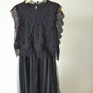 アベイル(Avail)の【新品】ワンピース レース チュール 黒 アベイル しまむら(ひざ丈ワンピース)