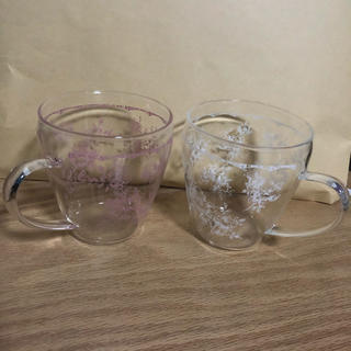 アフタヌーンティー(AfternoonTea)のAfternoon Tea ガラス マグカップ　花柄ペアセット　ピンク&ホワイト(グラス/カップ)