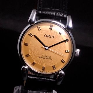 オリス(ORIS)のORIS ゴールド文字盤 激レア 超美品 1980's メンズ腕時計 機械式手巻(腕時計(アナログ))