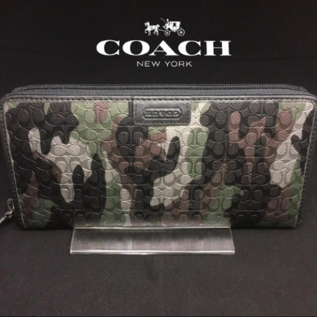 ☆COACH コーチ カモフラージュ柄 ラウンドファスナー 長財布/メンズ