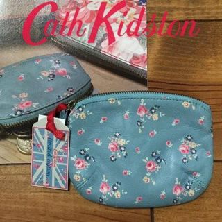 キャスキッドソン(Cath Kidston)の新品 キャスキッドソン 本革 ラージパース スプリグブルー(ポーチ)