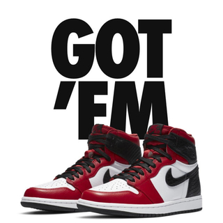 ナイキ(NIKE)のWMNS AIR JORDAN 1 HIGH OG satin red(スニーカー)