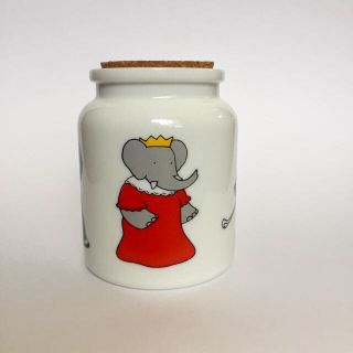 ムジルシリョウヒン(MUJI (無印良品))のbabar 陶器の容器 白 象 ババー コルク 小物入れ スタバ(容器)