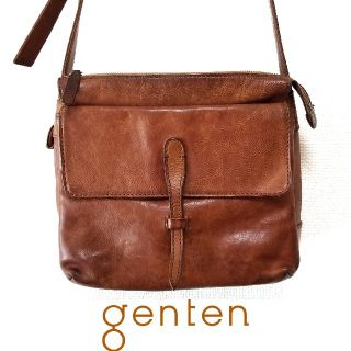 ゲンテン(genten)のgenten レザーショルダーバッグ キャメル(ショルダーバッグ)