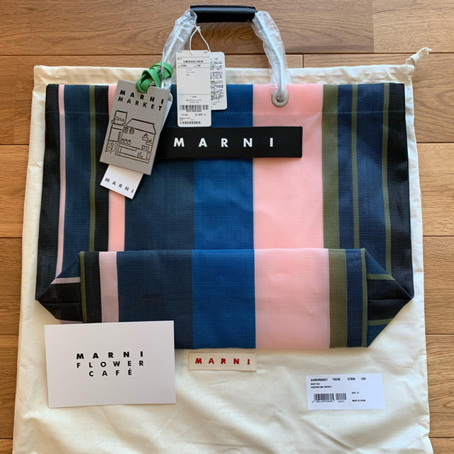 Marni(マルニ)のMARNI マルニ フラワーカフェ ストライプバッグ ナイトブルー レディースのバッグ(ハンドバッグ)の商品写真