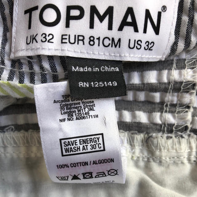 TOPMAN(トップマン)のTOPMAN コットン シアサッカー  ショーツ サイズ 32 メンズのパンツ(ショートパンツ)の商品写真