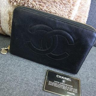 シャネル(CHANEL)の正規品☆シャネル　長財布　ラウンドファスナー　黒　キャビアスキン　バッグ　財布(財布)