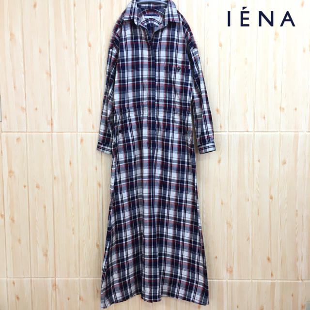 IENA(イエナ)の【IENA】ワンピース (M)シャツワンピース　チェック 長袖　赤　紺　白 レディースのワンピース(ロングワンピース/マキシワンピース)の商品写真