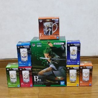 バンダイ(BANDAI)のワンピース一番くじ　B賞ゾロ・H賞記念グラス全6種・F賞アニバーサリーマグカップ(キャラクターグッズ)