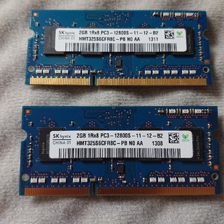 ノートパソコン用メモリ 4GB (2GBx2) 動作確認済 DDR3 PC3(PCパーツ)
