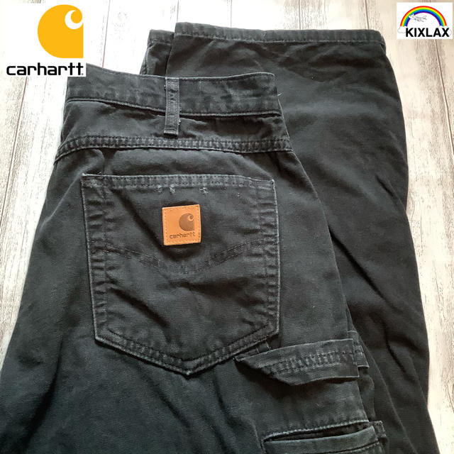 carhartt(カーハート)のcarhartt 90’s ブラックデニム　ワークパンツ　革パッチ　ビッグサイズ メンズのパンツ(デニム/ジーンズ)の商品写真