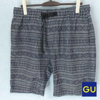 ジーユー(GU)の【GU】 美品 ジーユー デザインボーダー ショートパンツ XL(ショートパンツ)