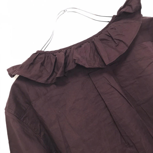 MARGARET HOWELL(マーガレットハウエル)の17ss マーガレットハウエル 襟フリル 5分袖 シャツ レディースのトップス(シャツ/ブラウス(半袖/袖なし))の商品写真