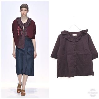 マーガレットハウエル(MARGARET HOWELL)の17ss マーガレットハウエル 襟フリル 5分袖 シャツ(シャツ/ブラウス(半袖/袖なし))