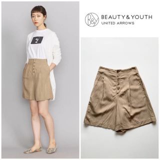 ビューティアンドユースユナイテッドアローズ(BEAUTY&YOUTH UNITED ARROWS)の新品未使用 BEAUTY&YOUTH フロントボタンキュロット ベージュ S(キュロット)