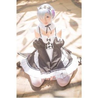 新品【ウィッグ付き】M　リゼロ　レム　メイド服　コスプレ 　衣装　レディース(衣装一式)