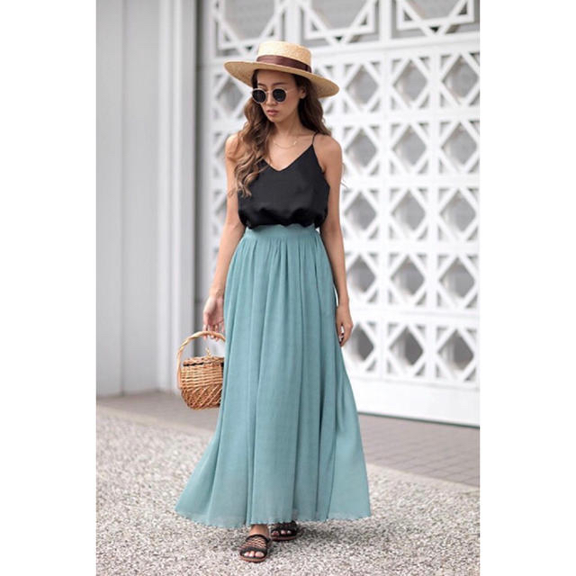 room306 CONTEMPORARY(ルームサンマルロクコンテンポラリー)のroom306♡Chiffon Tuck Maxi Skirt レディースのスカート(ロングスカート)の商品写真