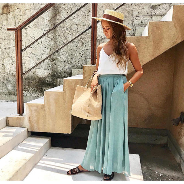 room306 CONTEMPORARY(ルームサンマルロクコンテンポラリー)のroom306♡Chiffon Tuck Maxi Skirt レディースのスカート(ロングスカート)の商品写真