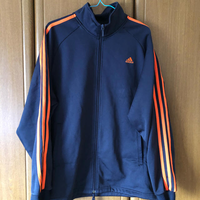 adidas ジャージ上　XL　ネイビー×オレンジ