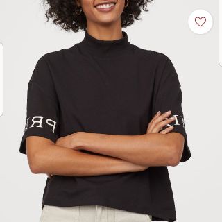 エイチアンドエム(H&M)のH&MハイネックロゴTシャツ(Tシャツ(半袖/袖なし))