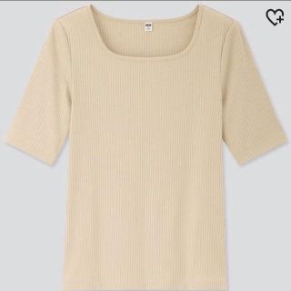 ユニクロ(UNIQLO)のユニクロ  リブスクエアネックT 5分袖(カットソー(半袖/袖なし))