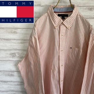 トミーヒルフィガー(TOMMY HILFIGER)のXLサイズ 古着 チェックシャツ トミーヒルフィガー ワンポイント刺繍ロゴ(シャツ)