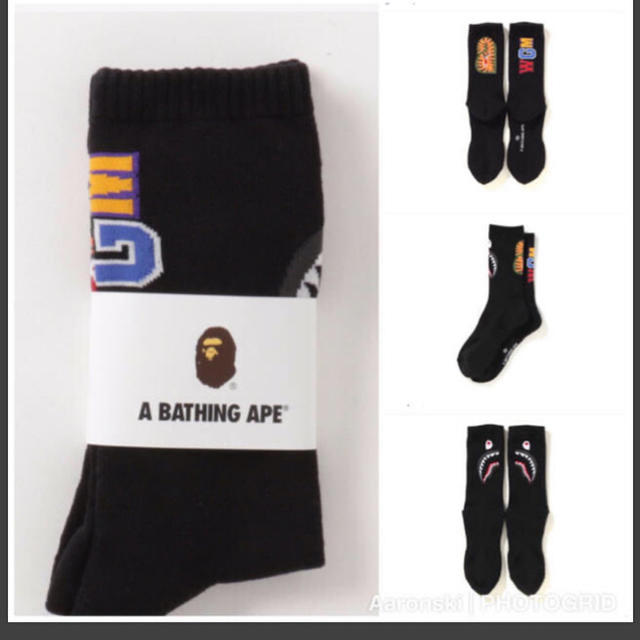 A BATHING APE(アベイシングエイプ)のA BATHING APE アベイシングエイプソックス 灰色　グレー　一足分 メンズのレッグウェア(ソックス)の商品写真