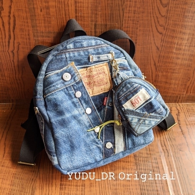 デニムリメイク◡̈⋆ミニリュック＆ミニミニリュックキーケース backpack