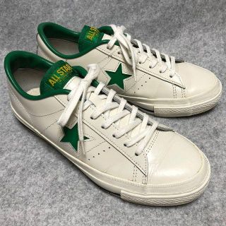 コンバース(CONVERSE)のコンバース ワンスターOX レザー 白/緑 25.5 日本製(スニーカー)