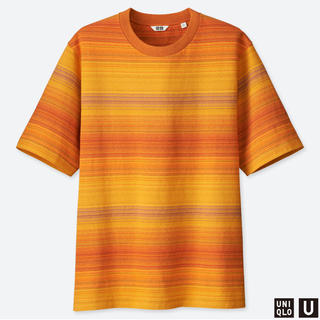 ユニクロ(UNIQLO)のユニクロ 半袖　Tシャツ　ユニクロユー　イエロー　オレンジ　ボーダー　(Tシャツ/カットソー(半袖/袖なし))