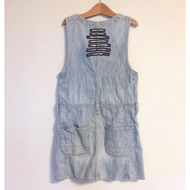 DENIM DUNGAREE(デニムダンガリー)の値下☆DENIM&DUNGAREE ジャンパースカート ヒッコリー キッズ/ベビー/マタニティのキッズ服女の子用(90cm~)(ワンピース)の商品写真