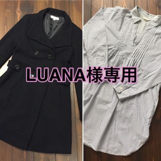 プーラフリーム(pour la frime)の【LUANA様専用】黒コート&シャツワンピース(ひざ丈ワンピース)