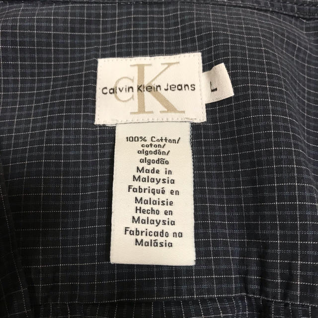 Calvin Klein(カルバンクライン)のカルバンクライン 長袖シャツ L ネイビー チェック ネームタグ メンズのトップス(シャツ)の商品写真